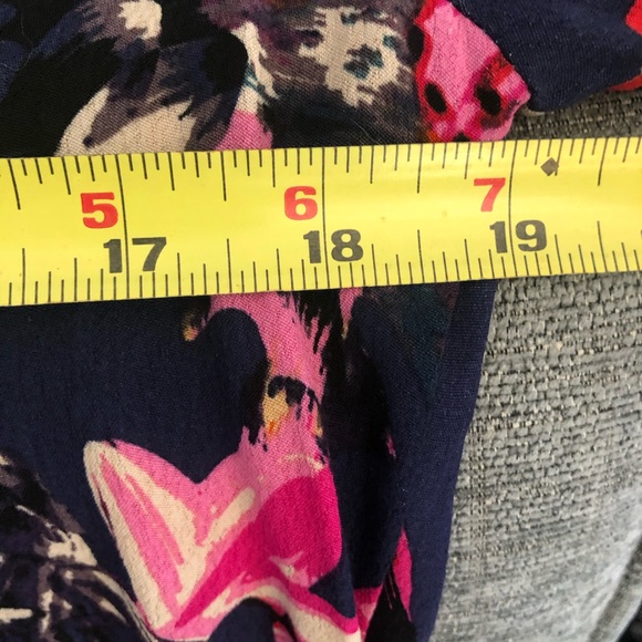 Maeve Anthropologie Dress XS Navy Blue Floral 3/4 Sleeves Pockets - Picture 5 of 8